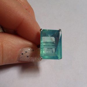 Rare Stamped Silver Translucent Light Blue Lucky E